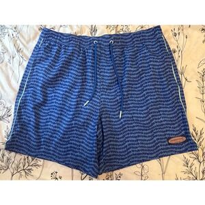 Vineyard Vines Men's Chappy 7" All‎ Over Blue Print Lined Swim Trunks, Large